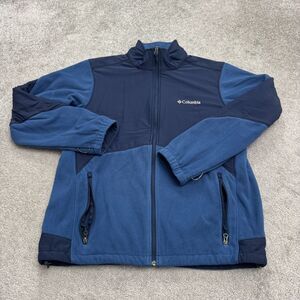 Columbia Fleece Jacket Mens Large Blue Full Zip Pockets Outdoor Hiking Trekking